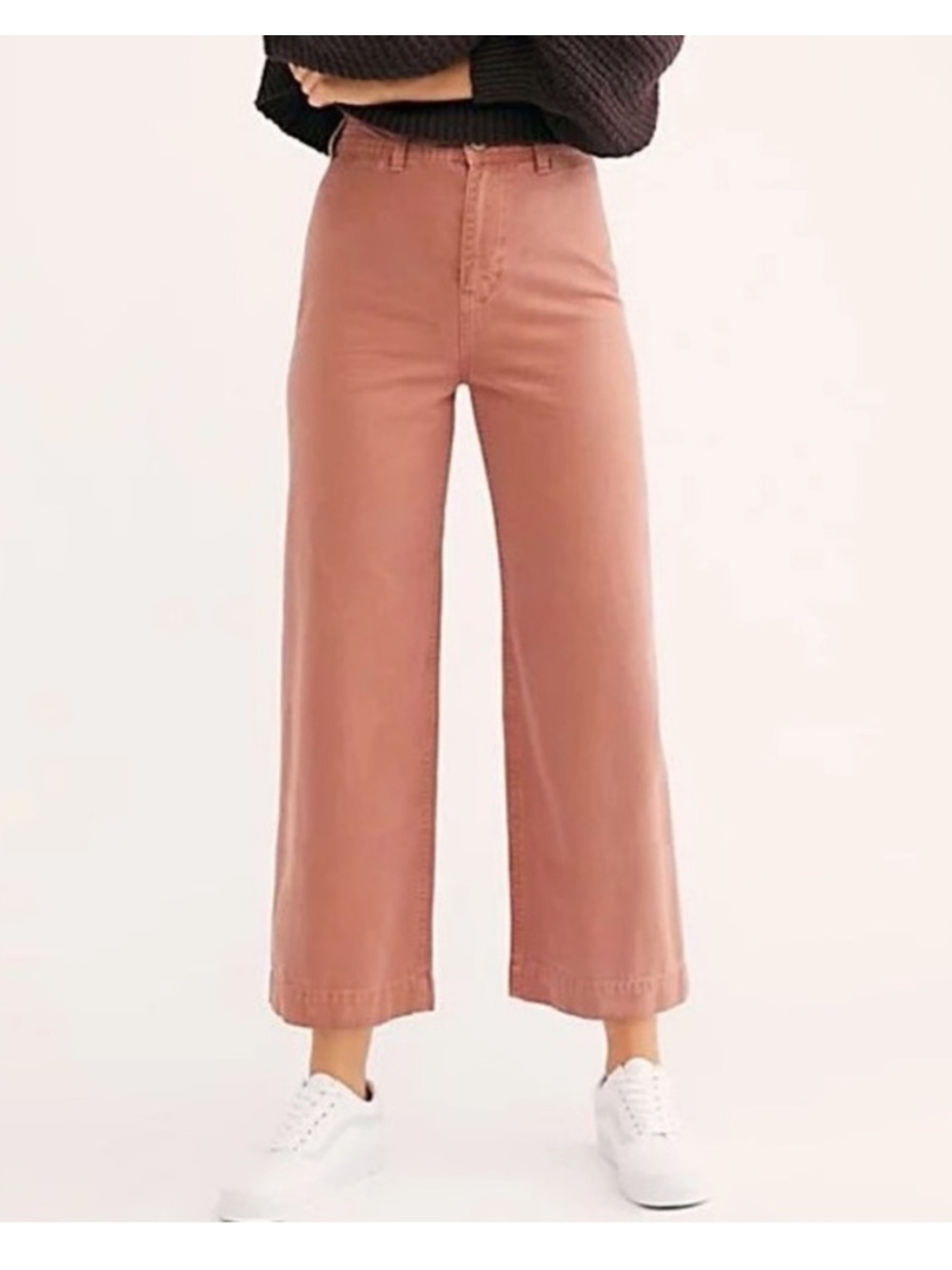 Free People Wide Leg Cropped Pants in Dusty Rose